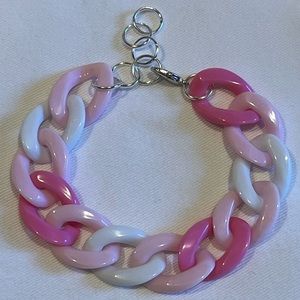 Handmade Pink Plastic Chain Link Bracelet